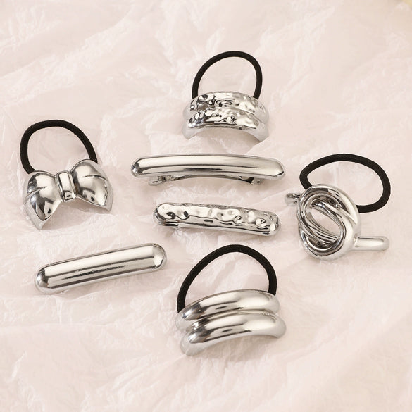 Alloy Geometric Electroplated Elastic Hair Tie Hairpin Headband