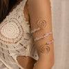 Alloy Geometric Electroplated Gravel Beaded Spiral Open Arm Bracelet Jewelry