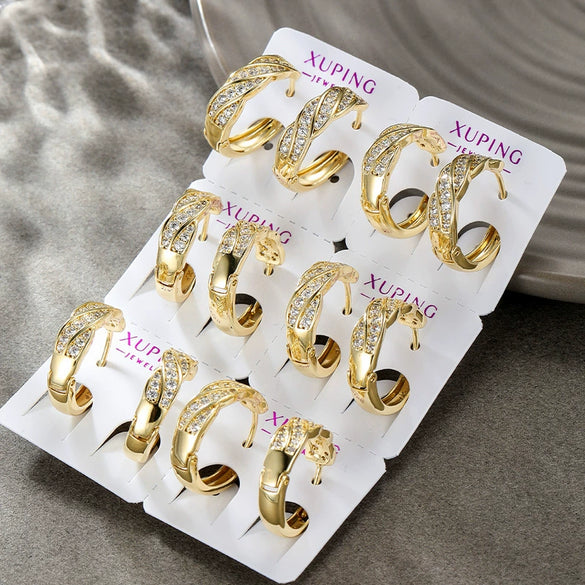 Alloy Geometric Electroplated Microinlaid Zircon Women's Ear Ring Ear Buckle Accessories