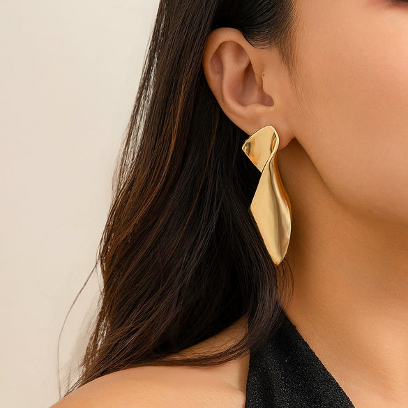 Alloy Geometric Electroplated Punk Style Teardrop Earrings For Women