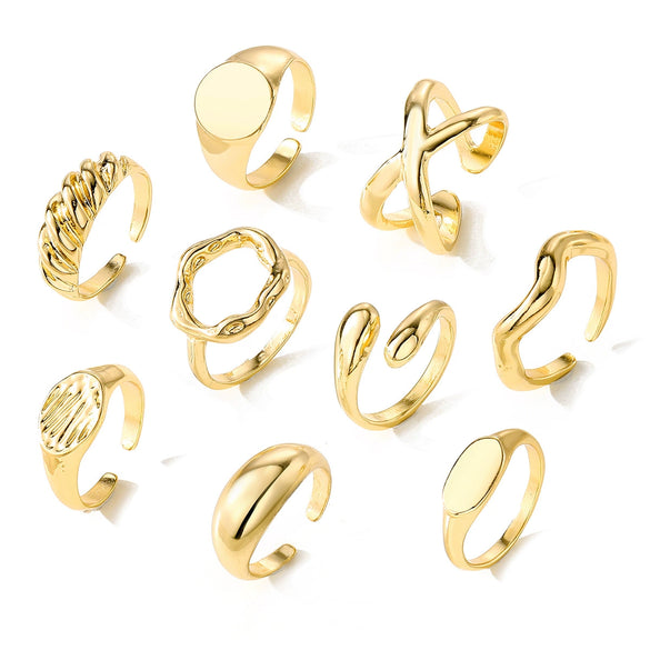 Alloy Geometric Electroplated Round Ring Set