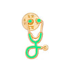 Alloy Geometric Electroplated Stethoscope Brooch Unisex Funny Accessories