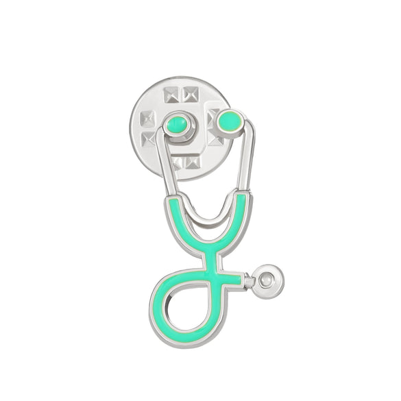 Alloy Geometric Electroplated Stethoscope Brooch Unisex Funny Accessories
