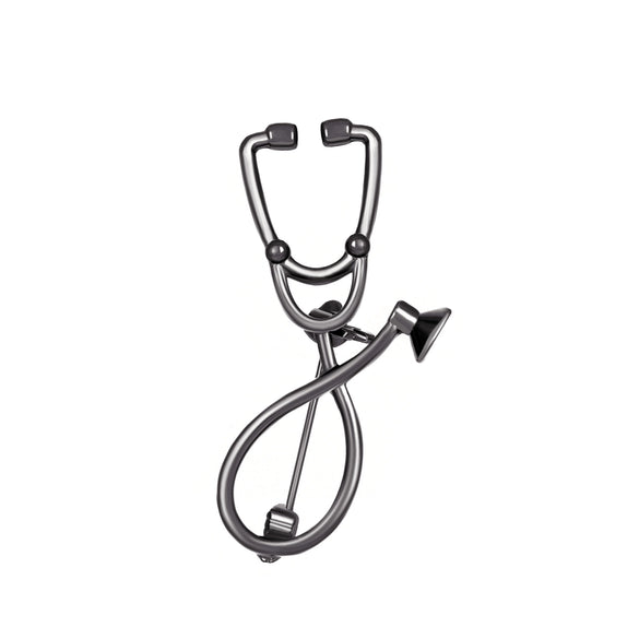 Alloy Geometric Electroplated Stethoscope Brooch Unisex Funny Accessories