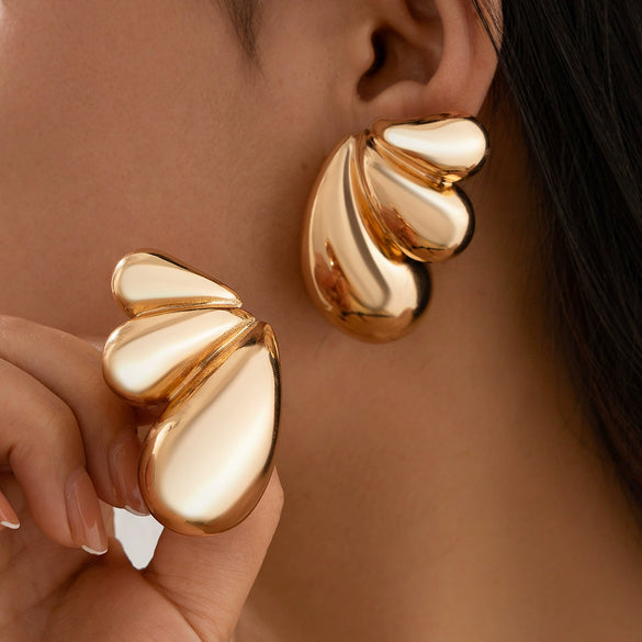 Alloy Geometric Electroplated Women's Exaggerated Water Drop Earrings