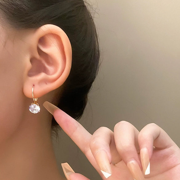 Alloy Geometric Electroplated Women's Zircon Ear Buckle Earrings
