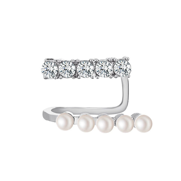 Alloy Geometric Electroplating Diamondencrusted Pearl Women's Ear Clip