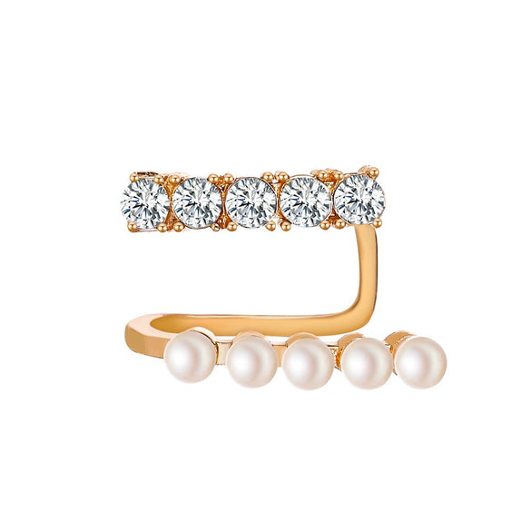 Alloy Geometric Electroplating Diamondencrusted Pearl Women's Ear Clip