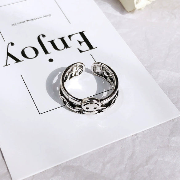 Alloy Geometric Electroplating Unisex Retro Open Multilayer Ring Hiphop Style Hand Jewelry