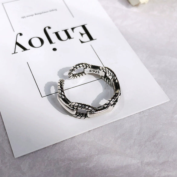 Alloy Geometric Electroplating Unisex Retro Open Multilayer Ring Hiphop Style Hand Jewelry