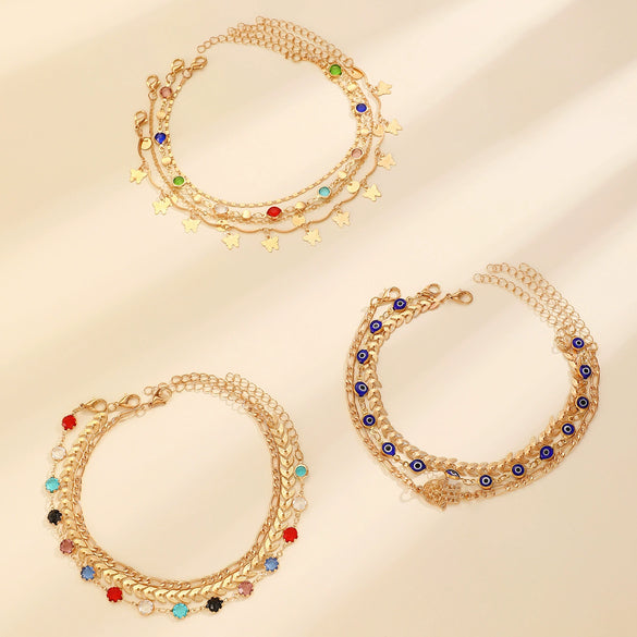 Alloy Geometric Evil Eye Anklet Jewelry
