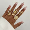 Alloy Geometric Exaggerate Style Electroplated Ring Set