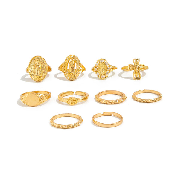 Alloy Geometric Exaggerate Style Electroplated Ring Set