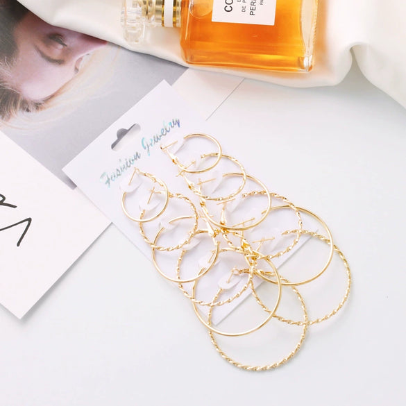 Alloy Geometric Exaggerated Design Electroplated Women's Earrings Suit Series