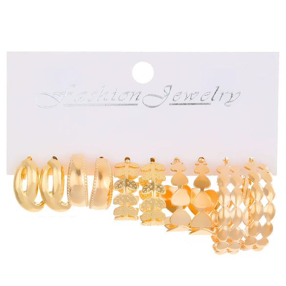 Alloy Geometric Exaggerated Design Electroplated Women's Earrings Suit Series