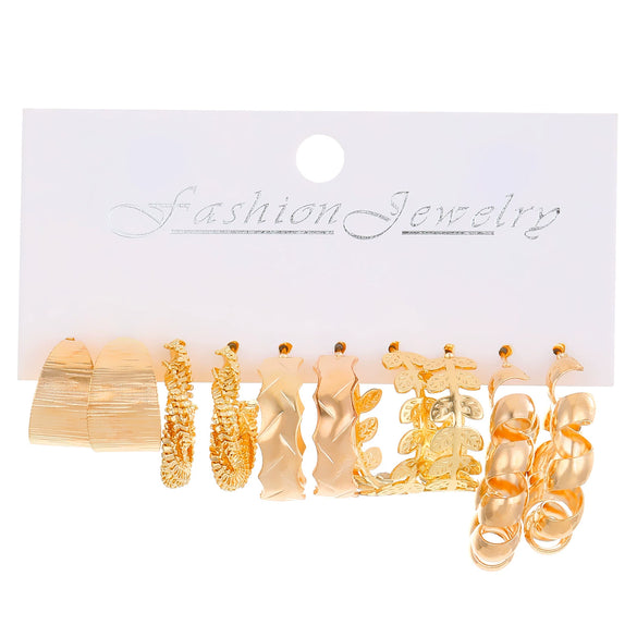 Alloy Geometric Exaggerated Design Electroplated Women's Earrings Suit Series