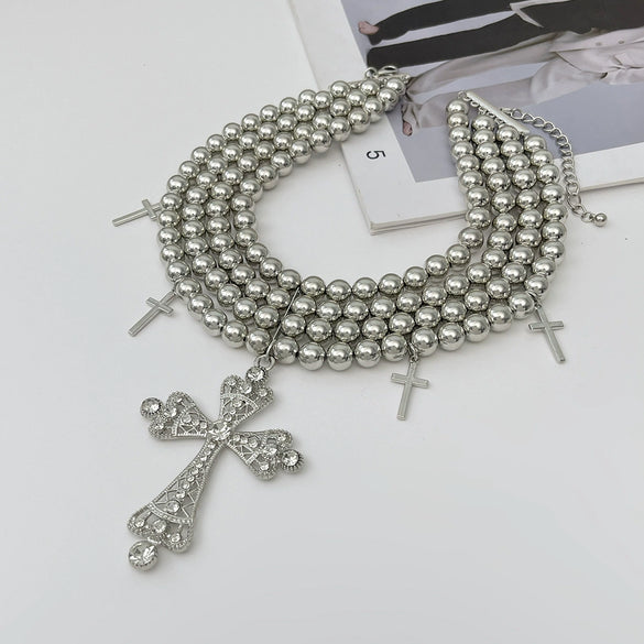 Alloy Geometric Exaggerated Electroplated Cyberpunk Style Cross Necklace