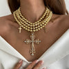 Alloy Geometric Exaggerated Electroplated Cyberpunk Style Cross Necklace