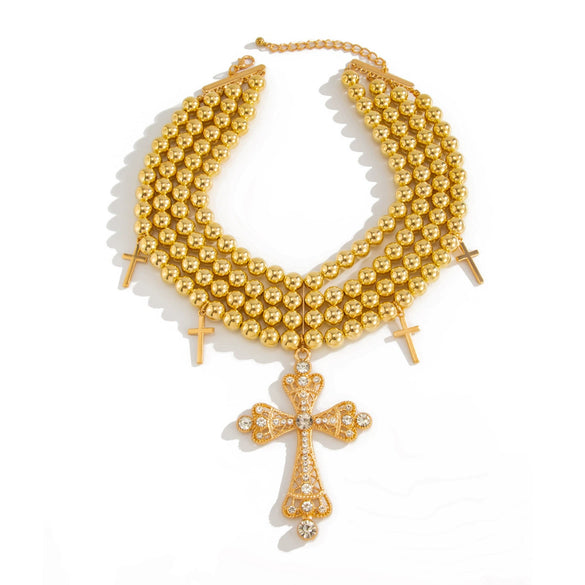Alloy Geometric Exaggerated Electroplated Cyberpunk Style Cross Necklace