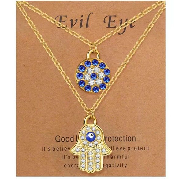 Alloy Geometric Eye Pendant Diamond Necklace For Women