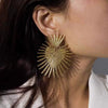 Alloy Geometric Fan Shaped Exaggerated Tassel And Heart Shaped Electroplated Women's Earrings