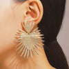 Alloy Geometric Fan Shaped Exaggerated Tassel And Heart Shaped Electroplated Women's Earrings