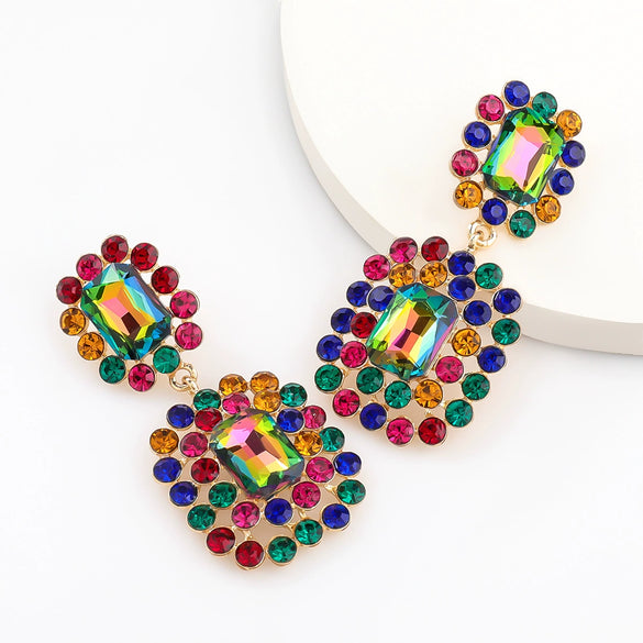 Alloy Geometric Fashion Exaggerated Claw Chain Diamond Rhinestone Glass Diamond Earrings