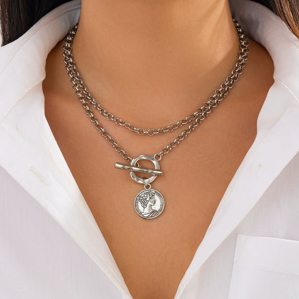 Alloy Geometric Figure Pendant Necklace With Electroplating And Stacking Style Women's Metal Cross Chain
