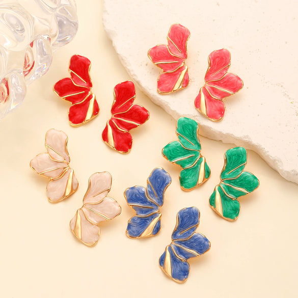 Alloy Geometric Flower Enamel Electroplated Women's Earrings