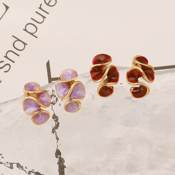 Alloy Geometric Flower Enamel Electroplated Women's Earrings