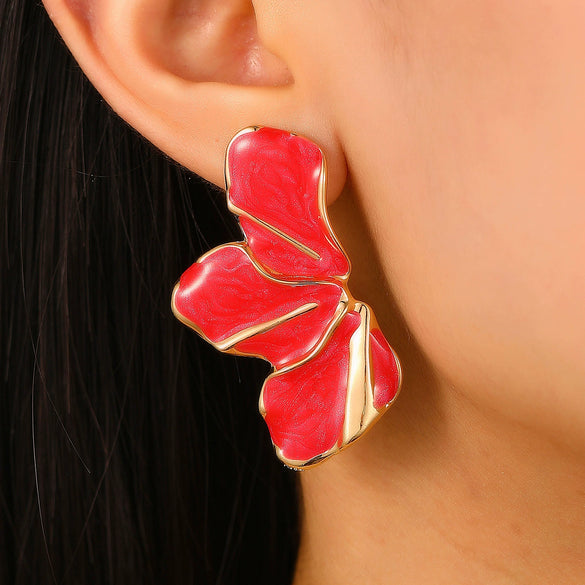 Alloy Geometric Flower Enamel Electroplated Women's Earrings