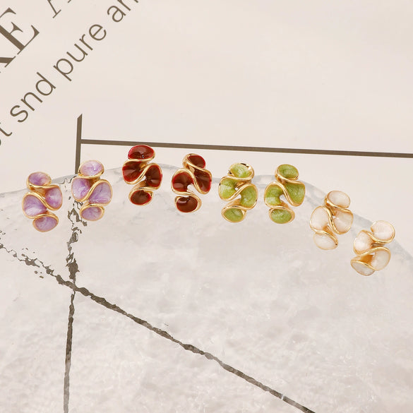 Alloy Geometric Flower Enamel Electroplated Women's Earrings