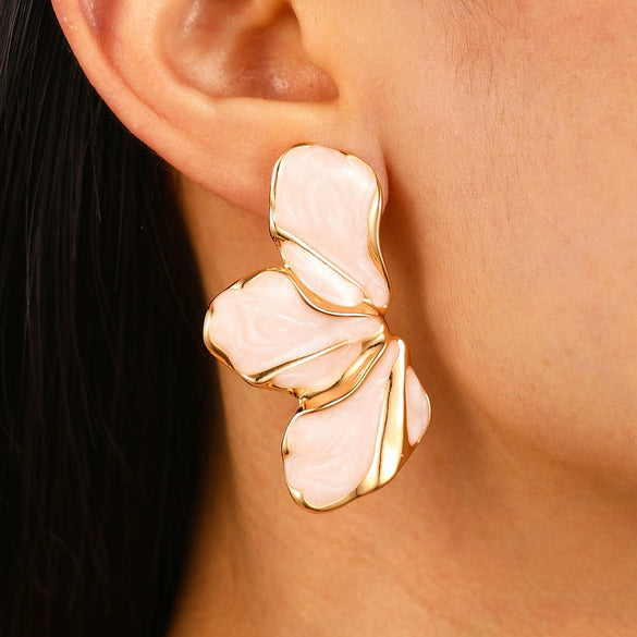 Alloy Geometric Flower Enamel Electroplated Women's Earrings