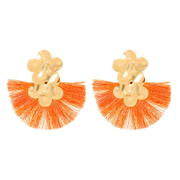 Alloy Geometric Flower Fanshaped Tassel Women's Retro Exaggerated Earrings Electroplated