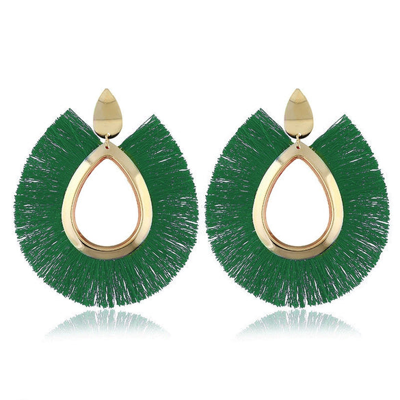 Alloy Geometric Flower Fanshaped Tassel Women's Retro Exaggerated Earrings Electroplated