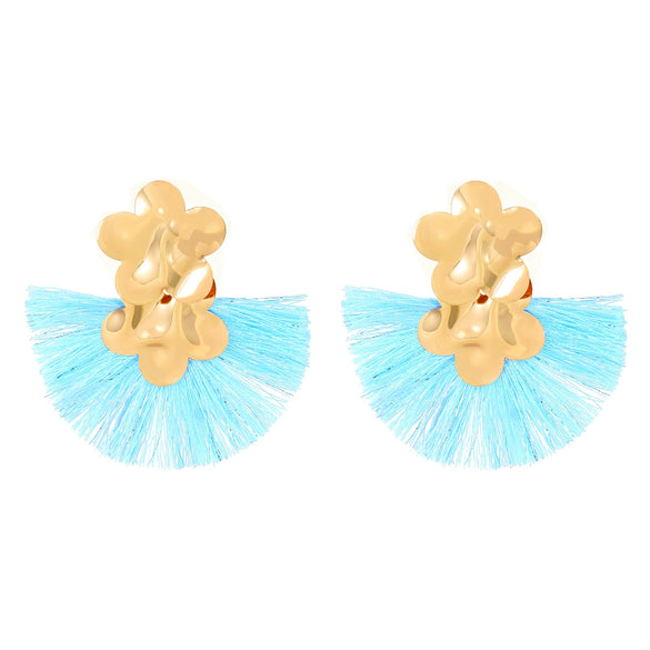 Alloy Geometric Flower Fanshaped Tassel Women's Retro Exaggerated Earrings Electroplated