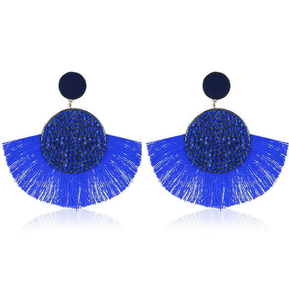 Alloy Geometric Flower Fanshaped Tassel Women's Retro Exaggerated Earrings Electroplated