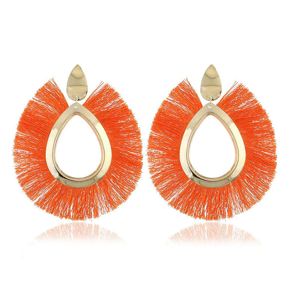 Alloy Geometric Flower Fanshaped Tassel Women's Retro Exaggerated Earrings Electroplated