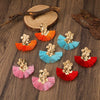 Alloy Geometric Flower Fanshaped Tassel Women's Retro Exaggerated Earrings Electroplated