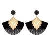 Alloy Geometric Flower Fanshaped Tassel Women's Retro Exaggerated Earrings Electroplated