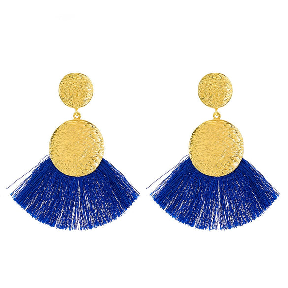 Alloy Geometric Flower Fanshaped Tassel Women's Retro Exaggerated Earrings Electroplated