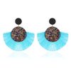 Alloy Geometric Flower Fanshaped Tassel Women's Retro Exaggerated Earrings Electroplated