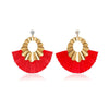 Alloy Geometric Flower Fanshaped Tassel Women's Retro Exaggerated Earrings Electroplated