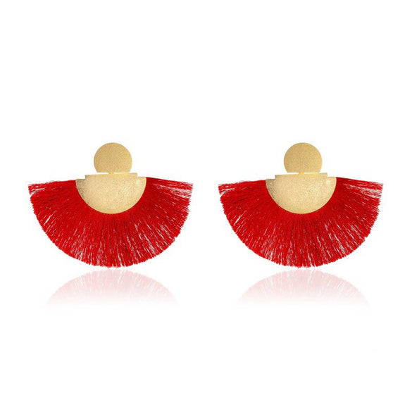 Alloy Geometric Flower Fanshaped Tassel Women's Retro Exaggerated Earrings Electroplated