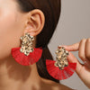 Alloy Geometric Flower Fanshaped Tassel Women's Retro Exaggerated Earrings Electroplated