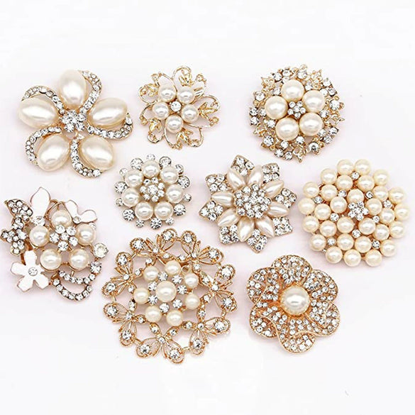 Alloy Geometric Flower Pearl Brooch With Electroplating For Women's Clothing Accessories