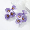 Alloy Geometric Flower Tassel Electroplated Earrings For Women Niche Fashionable Elegant Light Luxury Style