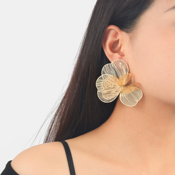 Alloy Geometric Flower Tassel Hollow Diamond Women's Earrings
