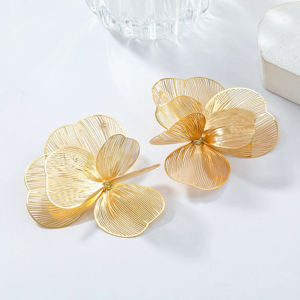Alloy Geometric Flower Tassel Hollow Diamond Women's Earrings