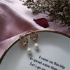 Alloy Geometric Freshwater Pearl Electroplating Ear Needle Earrings